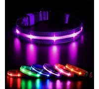 MASBRILL Light Dog Collar, Luminous Rechargeable Dog Collar, LED Collar for Small/Medium/Large Dogs, Adjustable Waterproof with 3 Lighting Modes for Night Walks