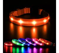 MASBRILL Light Up Dog Collar, Dog Collar Light for the Dark, Rechargeable LED Dog Collar Waterproof 3 Glowing Modes, Adjustable Flashing Dog Collar for Small Medium Large Dogs Night Walking, Orange L