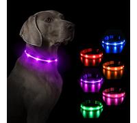 MASBRILL Light Up Dog Collar, Dog Collars Light for the Dark, Rechargeable LED Dog Collar Waterproof 3 Glowing Modes, Adjustable Flashing Dogs Collar for Small Medium Large Dogs Night Walking