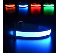 MASBRILL Light Up Dog Collar, LED Dog Collar Lights for the Dark, Rechargeable and Waterproof Flashing Dog Collars with 3 Glowing Modes, Adjustable Pet Collar for Small/Medium/Large Dog(Blue S)