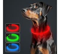 MASBRILL Light Up Dog Collar, LED Dog Collar Lights for the Dark, Rechargeable Flashing Dog Collar for Night Walking, Size-Adjustable Glowing Collars with 3 Modes for Small Medium Large Dogs, Red
