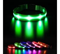 MASBRILL Luminous Dog Collar Bright Rechargeable LED Collar for Small Medium Large Dogs Adjustable Waterproof with 3 Lighting Modes for Night Walks