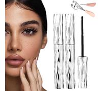 Mascara, 3d Curling Eyelash Iron - Lengthening and No Flaking, Waterproof & Sweatproof Lengthening & Curling Mascaras, Not Easy to Fall Off, Lasts All Day (2PCS)