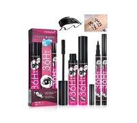 Mascara and Eyeliner Set, Black Liquid Eye Liner Pen and 4D Mascara Waterproof Smudge Proof Long-lasting Natural Perfect Cat Eye Makeup