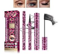 Mascara Black Liquid Eyeliner Set, 4D Silk Fiber Mascara Black Volume and Length Waterproof Eyeliner, Long Lasting Eye Liner Pencil & Telescopic Mascara for Eye Makeup Sets for Women