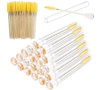 Mascara Brushes Tubes Set 70 Pieces Disposable Eyelash Brushes Replacement with 20 Pieces Empty Tubes for Eyelash Extension Lash Mascara Wand (Gold Sequins)