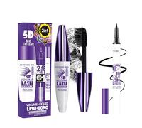 Mascara & Eyeliner Set, 2-in-1 Eye Makeup Set, Long-Lasting Waterproof Smudge Proof, Volumizing 5D Silk Fiber Mascara & Precision Liquid Eyeliner, All-Day Wear