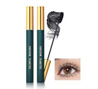 Mascara Waterproof with Ultra Fine Brush for Short Eyelashes, 2 Pieces Mascara Black Eyelash Extensions and Volume, Durable Smudge-Resistant, Mascara Long Eyelashes, Quick Drying, Intense Black-01