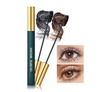 Mascara Waterproof with Ultra Fine Brush for Short Eyelashes, Black Brown Volume and Long Eyelashes, Durable Smudge-Proof, Fast Dry Mascara Lash Extension Effect Makeup for Women 01+02