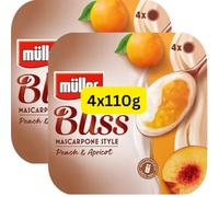 Mascarpone Style Peach & Apricot Yogurts Mullers Bliss 110g (8x110g)
