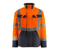 Mascot 15935-126-14010 Penrith Safe Light Quilted Lining Water Repellent Class 3 Winter Jacket, Size 2XL, Hi-Vis Orange/Dark Navy