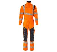 Mascot 19519-236-14010 Accelerate Safe Prowash Stretch Zones Two Tone Jumpsuit with Knee Pockets, Hi-Vis Orange/Black Blue, XL Size