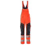 Mascot 19569-236-22210 Accelerate Safe Prowash Stretch Zones Two-Tone Dungarees with Knee Pockets, Hi-Vis Red/Black/Blue, 90C46 Size