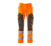 Mascot 19579-236-1418 Accelerate Safe Prowash Stretch Zones Two-Tone Trousers with Knee Pockets, Hi-Vis Orange/Dark Anthracite, 82C54 Size
