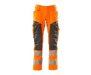 Mascot 19579-236-1418 Accelerate Safe Prowash Stretch Zones Two-Tone Trousers with Knee Pockets, Hi-Vis Orange/Dark Anthracite, 82C54 Size