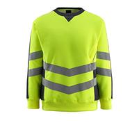 Mascot 50126-932-17010 Wigton Safe Supreme Modern Fit Class 3 Sweatshirt, Size 4XL, Hi-Vis Yellow/Dark Navy