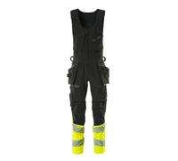 Mascot Accelerate Safe Bib & Brace Combi Suit - Black/hi-Vis Yellow (32.5) (Leg Length - Long)