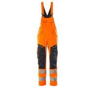 Mascot Accelerate Safe Bib & Brace With Kneepad Pockets - Hi-Vis Orange/dark Navy (38.5) (Leg Length - Long)