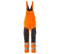 Mascot Accelerate Safe Bib & Brace With Kneepad Pockets - Hi-Vis Orange/dark Navy (44.5) (Leg Length - Regular)