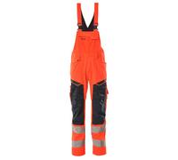 Mascot Accelerate Safe Bib & Brace With Kneepad Pockets - Hi-Vis Red/dark Navy (30.5) (Leg Length - Long)