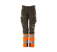 Mascot Accelerate Safe Ladies Diamond Fit Trousers With Kneepad Pockets - Grey/hi-Vis Orange (45.5) (Leg Length - Regular)