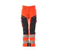Mascot Accelerate Safe Ladies Diamond Fit Trousers With Kneepad Pockets - Hi-Vis Red/dark Navy (34) (Leg Length - Short)