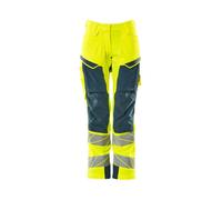 Mascot Accelerate Safe Ladies Diamond Fit Trousers With Kneepad Pockets - Hi-Vis Yellow/petrol (29) (Leg Length - Short)
