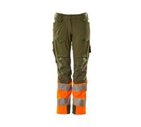 Mascot Accelerate Safe Ladies Diamond Fit Trousers With Kneepad Pockets - Moss Green/orange (48) (Leg Length - Regular)