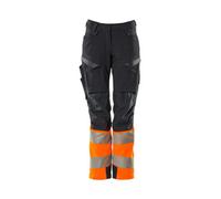 Mascot Accelerate Safe Ladies Diamond Fit Trousers With Kneepad Pockets - Navy/hi-Vis Orange (45.5) (Leg Length - Short)