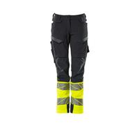Mascot Accelerate Safe Ladies Diamond Fit Trousers With Kneepad Pockets - Navy/hi-Vis Yellow (34) (Leg Length - Short)