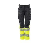 Mascot Accelerate Safe Ladies Diamond Fit Trousers With Kneepad Pockets (Navy/hi-Vis Yellow) (38.5) (Leg Length - Regular)