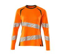 Mascot Accelerate Safe Ladies Fit Long-Sleeved T-Shirt (Hi-Vis Orange/moss Green) (X Large)