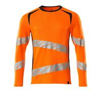 Mascot Accelerate Safe Modern Fit Long-Sleeved T-Shirt (Hi-Vis Orange/dark Navy) (Large)