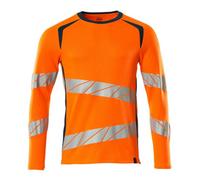 Mascot Accelerate Safe Modern Fit Long-Sleeved T-Shirt (Hi-Vis Orange/dark Petroleum) (Small)