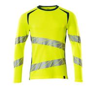 Mascot Accelerate Safe Modern Fit Long-Sleeved T-Shirt (Hi-Vis Yellow/dark Petroleum) (Large)