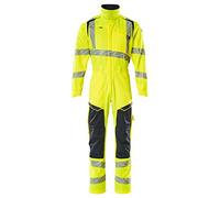 Mascot Accelerate Safe Prowash Stretch Zones 19519-236-17010 Two-Tone Jumpsuit with Knee Pockets, Hi-Vis Yellow/Black/Blue, S Size