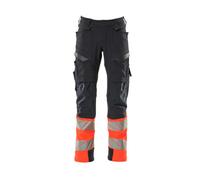 Mascot Accelerate Safe Trousers With Kneepad Pockets - Dark Navy/hi-Vis Red (50.5) (Leg Length - Regular)