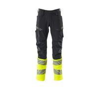 Mascot Accelerate Safe Trousers With Kneepad Pockets (Dark Navy/hi-Vis Yellow) (50.5) (Leg Length - Regular)