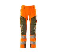 Mascot Accelerate Safe Trousers With Kneepad Pockets - Hi-Vis Orange/moss Green (31.5) (Leg Length - Regular)