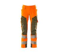 Mascot Accelerate Safe Trousers With Kneepad Pockets - Hi-Vis Orange/moss Green (35.5) (Leg Length - Short)