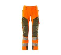 Mascot Accelerate Safe Trousers With Kneepad Pockets - Hi-Vis Orange/moss Green (36.5) (Leg Length - Regular)