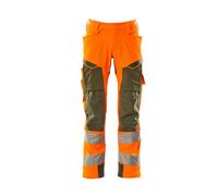 Mascot Accelerate Safe Trousers With Kneepad Pockets - Hi-Vis Orange/moss Green (44.5) (Leg Length - Long)