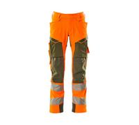 Mascot Accelerate Safe Trousers With Kneepad Pockets - Hi-Vis Orange/moss Green (48.5) (Leg Length - Regular)