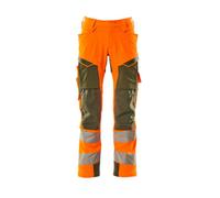Mascot Accelerate Safe Trousers With Kneepad Pockets - Hi-Vis Orange/moss Green (52.5) (Leg Length - Regular)