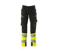 Mascot Accelerate Safe Ultimate Stretch Trousers With Thigh Pockets - Black/hi-Vis Yellow (36.5) (Leg Length - Long)