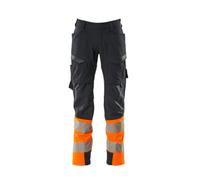 Mascot Accelerate Safe Ultimate Stretch Trousers With Thigh Pockets - Dark Navy/hi-Vis Orange (46.5) (Leg Length - Long)