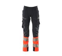 Mascot Accelerate Safe Ultimate Stretch Trousers With Thigh Pockets - Dark Navy/hi-Vis Red (32.5) (Leg Length - Regular)