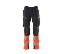 Mascot Accelerate Safe Ultimate Stretch Trousers With Thigh Pockets - Dark Navy/hi-Vis Red (44.5) (Leg Length - Regular)