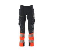 Mascot Accelerate Safe Ultimate Stretch Trousers With Thigh Pockets - Dark Navy/hi-Vis Red (48.5) (Leg Length - Regular)