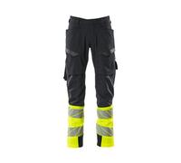 Mascot Accelerate Safe Ultimate Stretch Trousers With Thigh Pockets - Dark Navy/hi-Vis Yellow (28.5) (Leg Length - Regular)